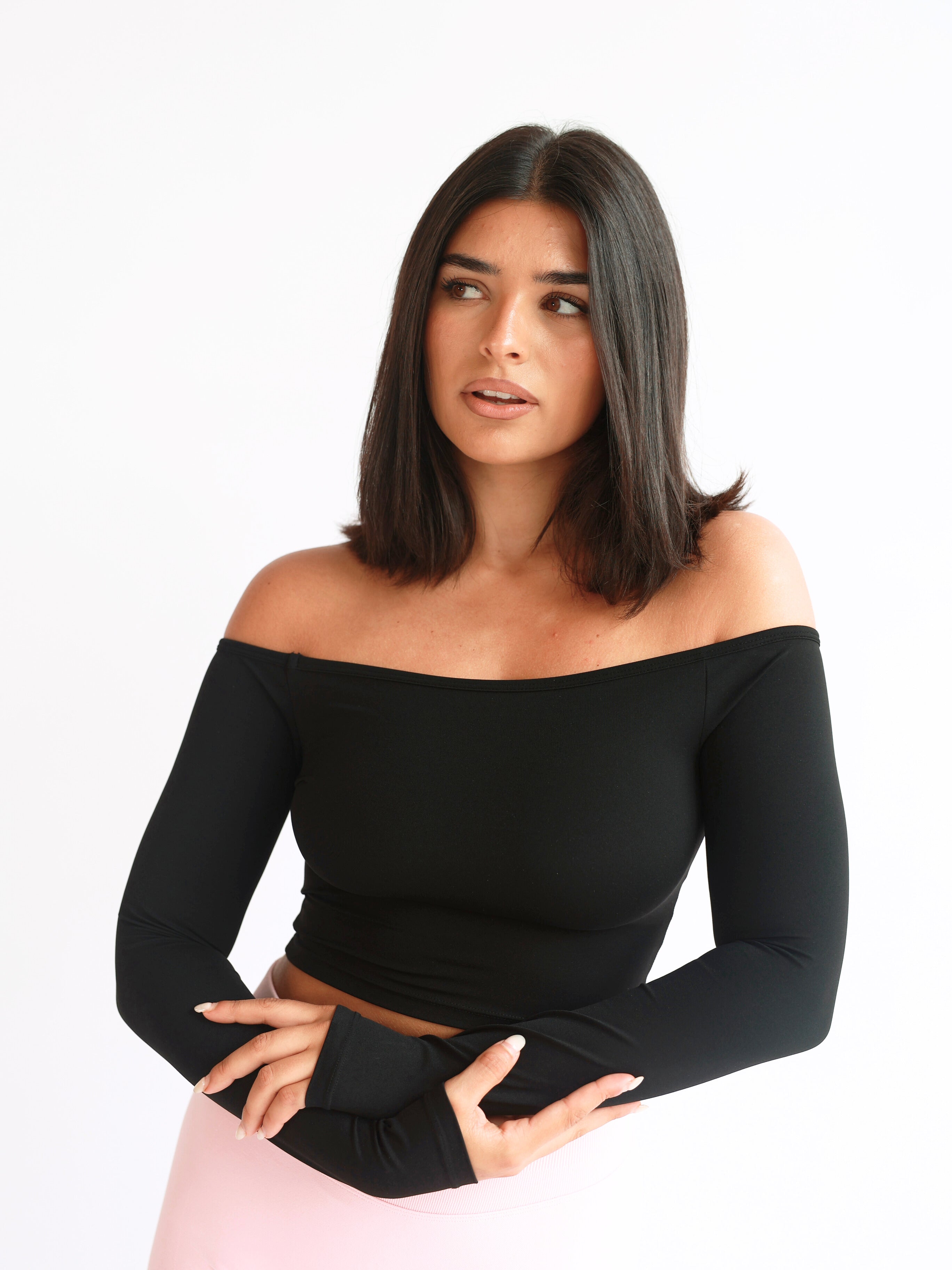 Halo Off Shoulder Long Sleeve | Black