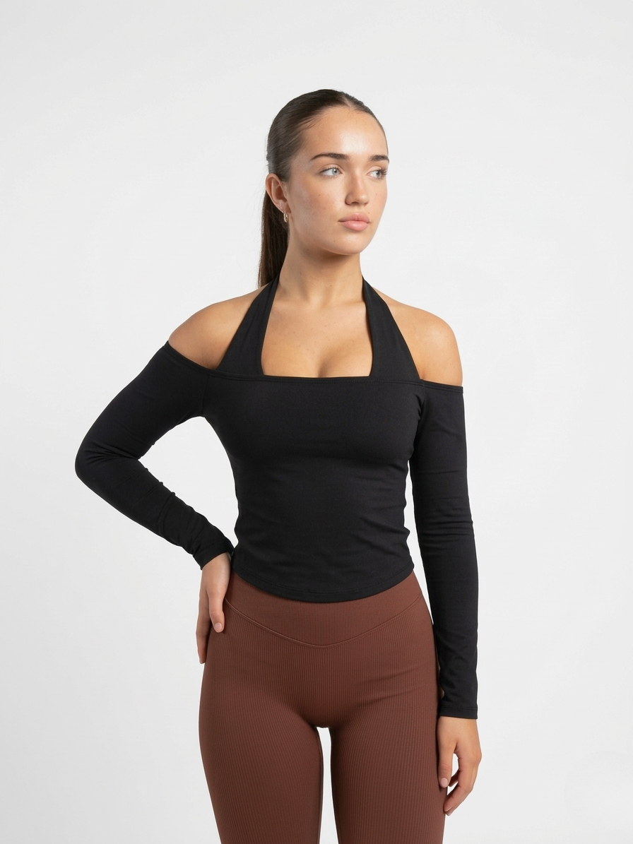 Halo Off Shoulder Long Sleeve | Black