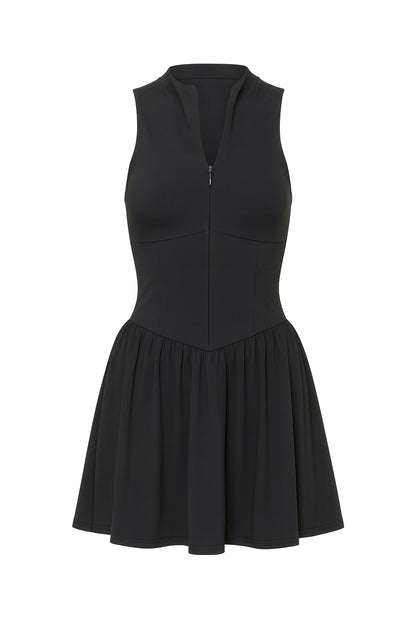 Defined Waist Tennis Dress – Black