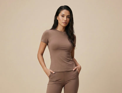 Elevate Short Sleeve Top – Brown