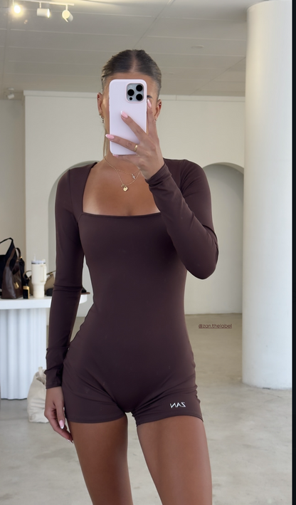 Contour One Piece Romper – Espresso