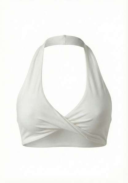 Halo Twist Sports Bra – White